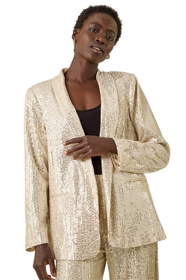 Roman Silver Relaxed Sequin Blazer