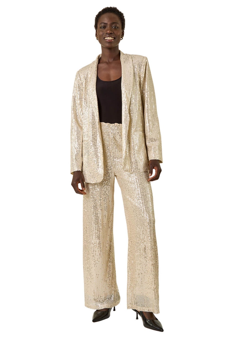 Roman Silver Relaxed Sequin Blazer