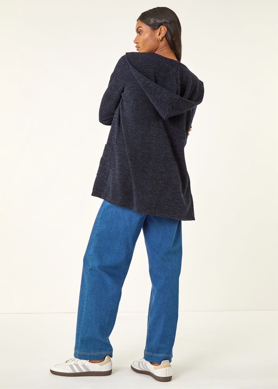 Roman Navy Longline Hooded Cardigan