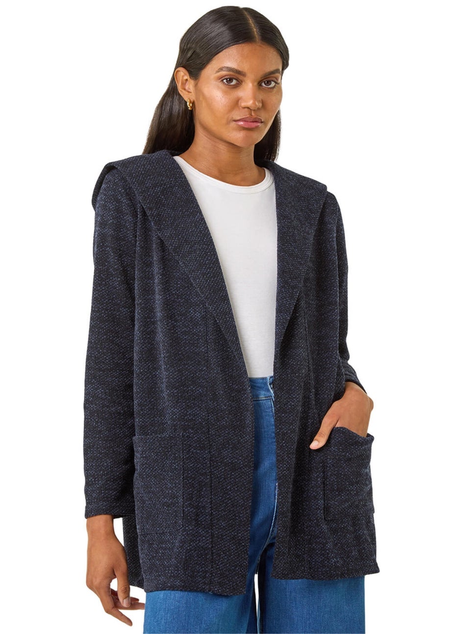 Roman Navy Longline Hooded Cardigan