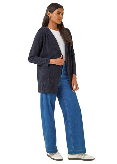 Roman Navy Longline Hooded Cardigan