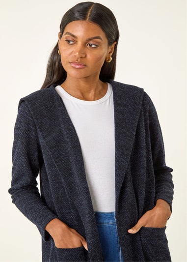 Roman Navy Longline Hooded Cardigan