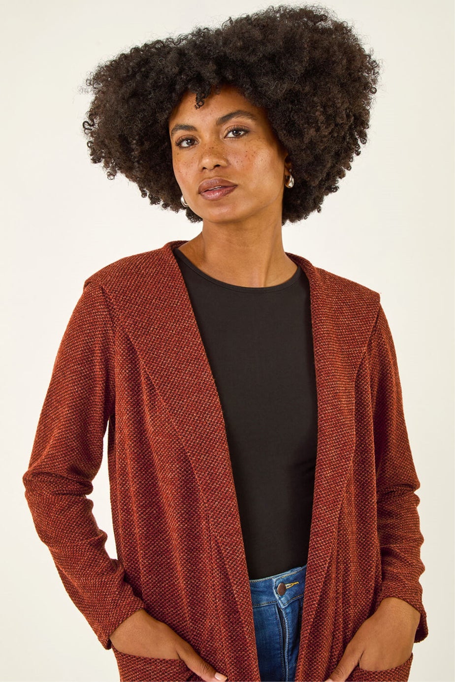 Roman Rust Longline Hooded Cardigan
