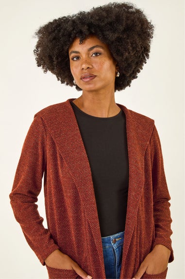 Roman Rust Longline Hooded Cardigan