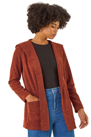 Roman Rust Longline Hooded Cardigan
