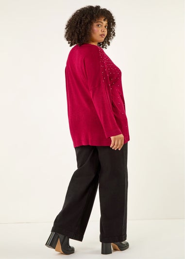 Roman Red Curve Hotfix Knit Top