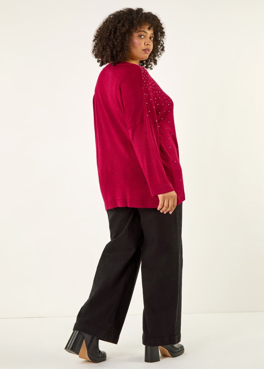Roman Red Curve Hotfix Knit Top