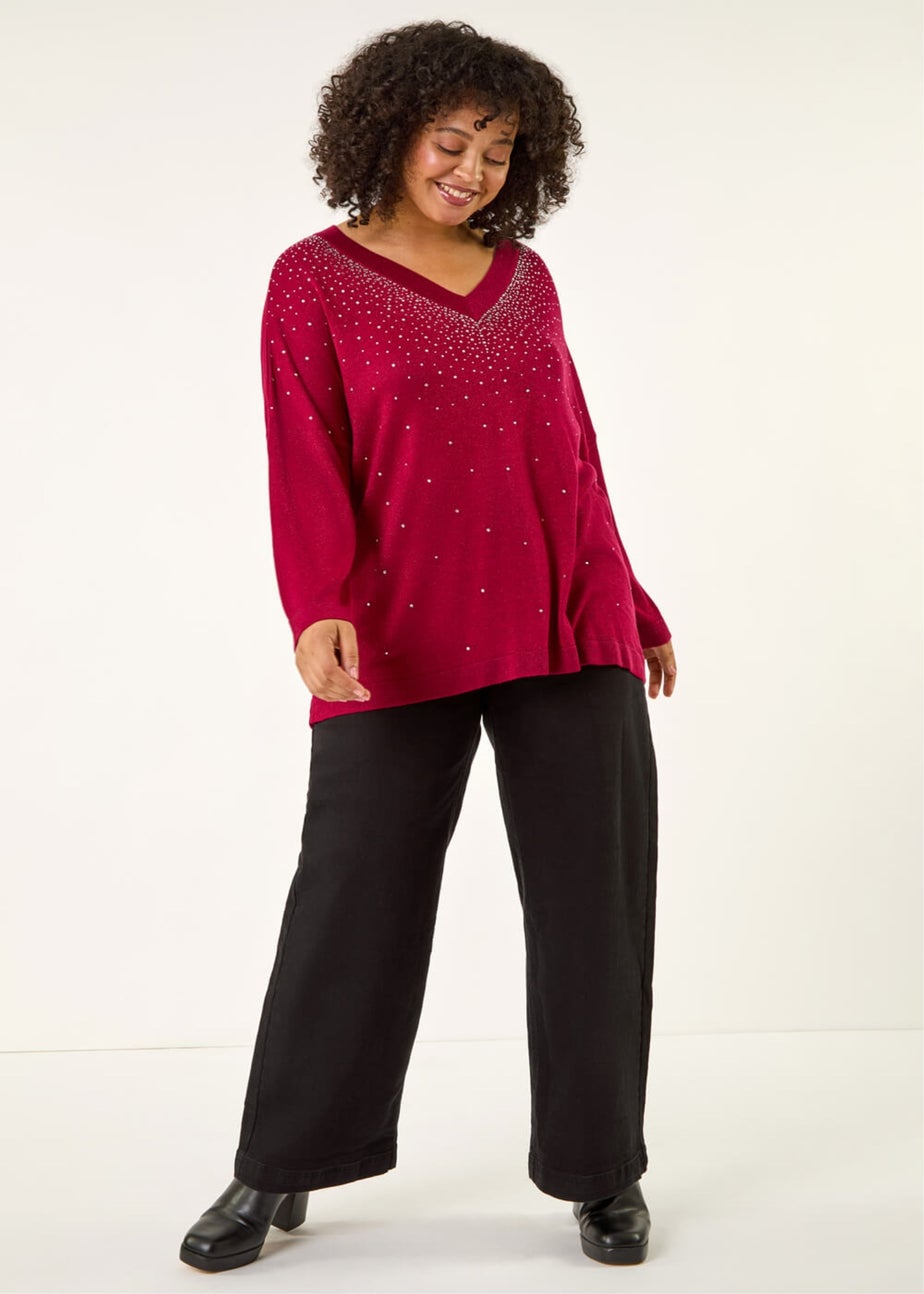 Roman Red Curve Hotfix Knit Top