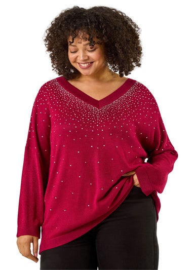 Roman Red Curve Hotfix Knit Top