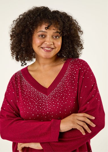 Roman Red Curve Hotfix Knit Top