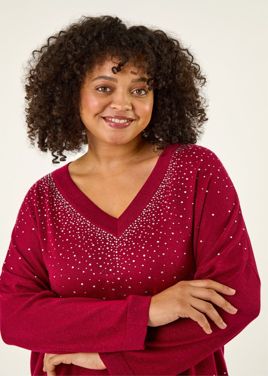 Roman Red Curve Hotfix Knit Top