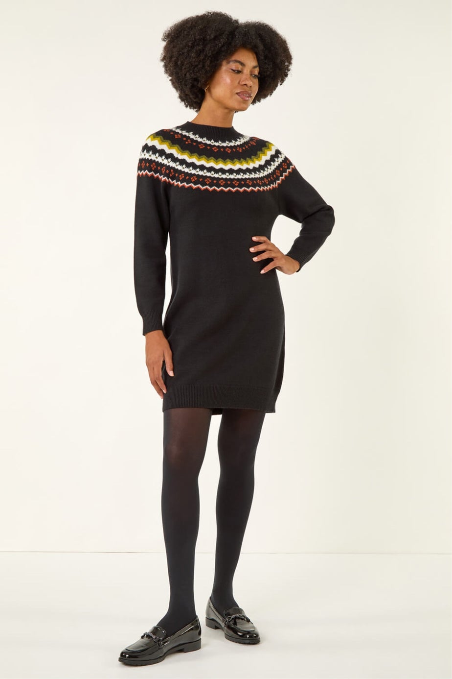 Roman Black Fairisle Knit Jumper Dress