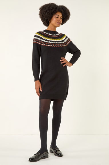 Roman Black Fairisle Knit Jumper Dress