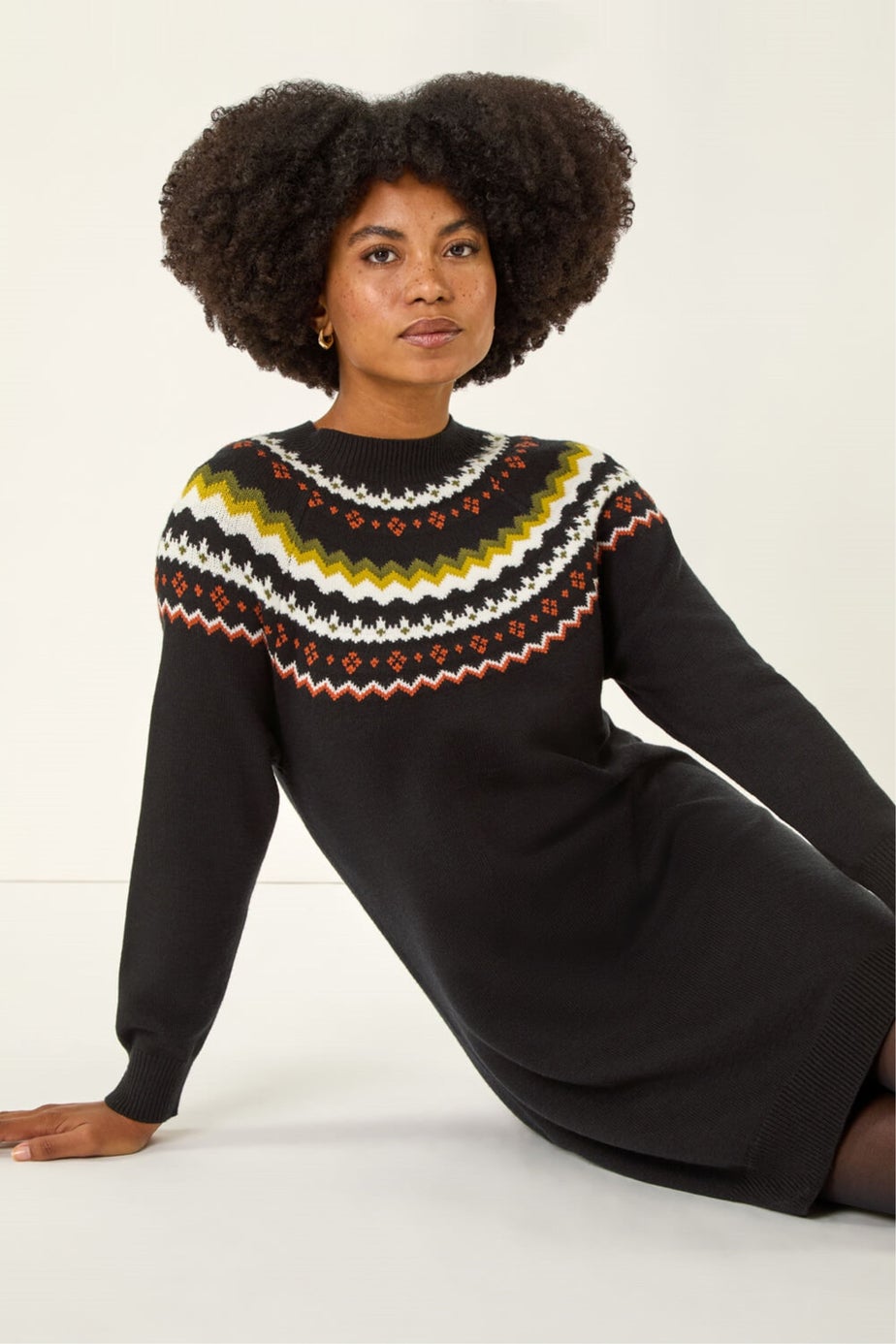 Roman Black Fairisle Knit Jumper Dress