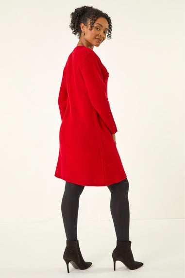 Roman Red Petite Button Detail Knit Dress