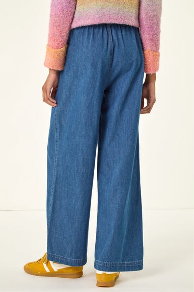 Roman Denim Tie Front Wide Leg Trouser