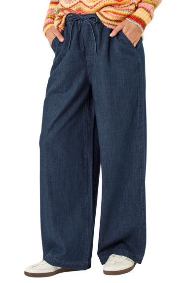 Roman Indigo Tie Front Wide Leg Trouser