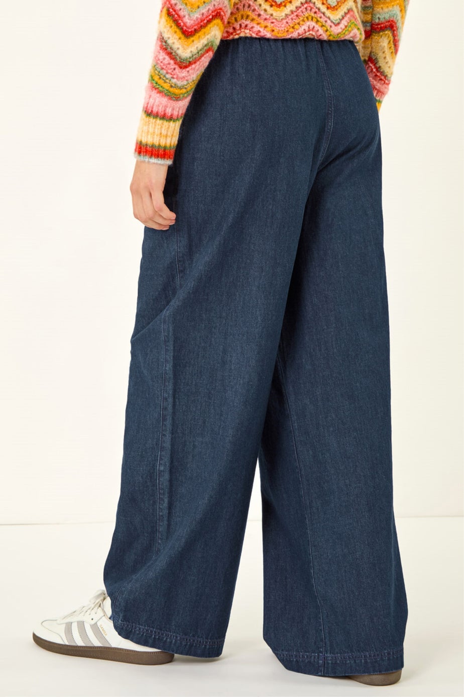 Roman Indigo Tie Front Wide Leg Trouser