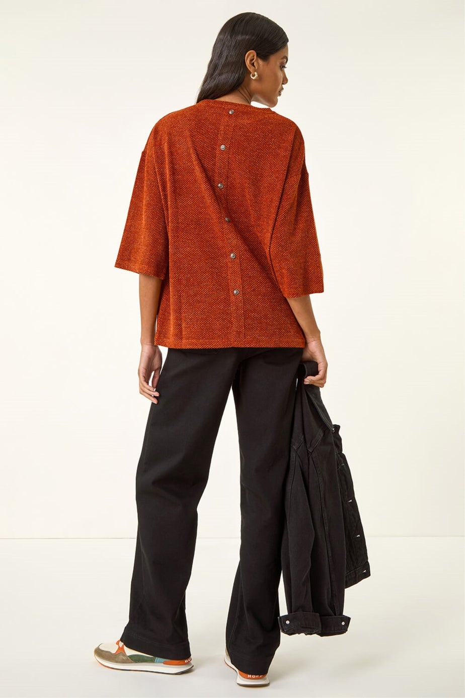 Roman Rust Button Back Jersey Snit Top