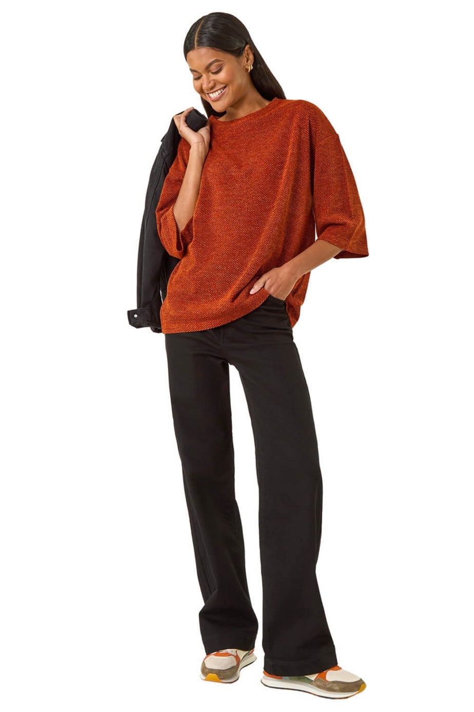 Roman Rust Button Back Jersey Snit Top