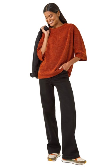 Roman Rust Button Back Jersey Snit Top