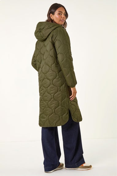Roman Khaki Quilted Hooded Coat