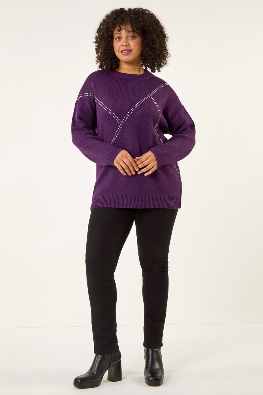 Roman Plum Curve Hotfix Knit Jumper