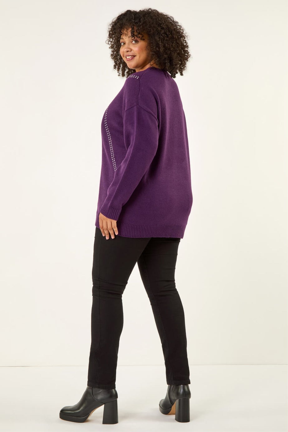 Roman Plum Curve Hotfix Knit Jumper