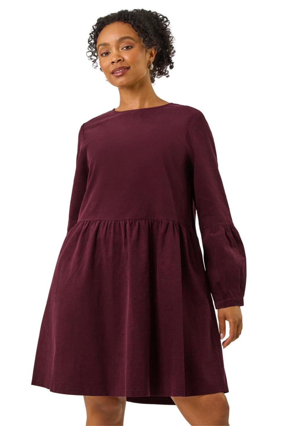 Roman Wine Petite Cotton Mini Dress