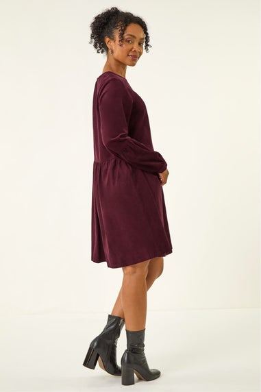 Roman Wine Petite Cotton Mini Dress