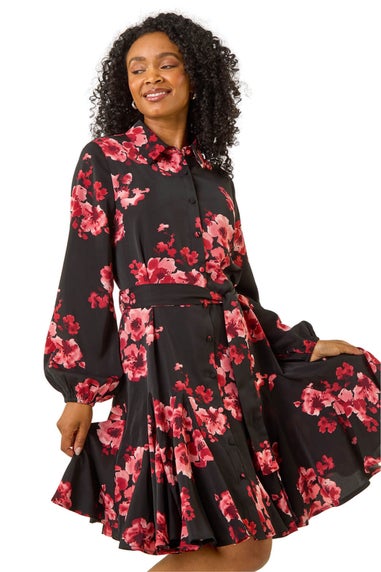 Roman Red Petite Floral Print Shirt Dress