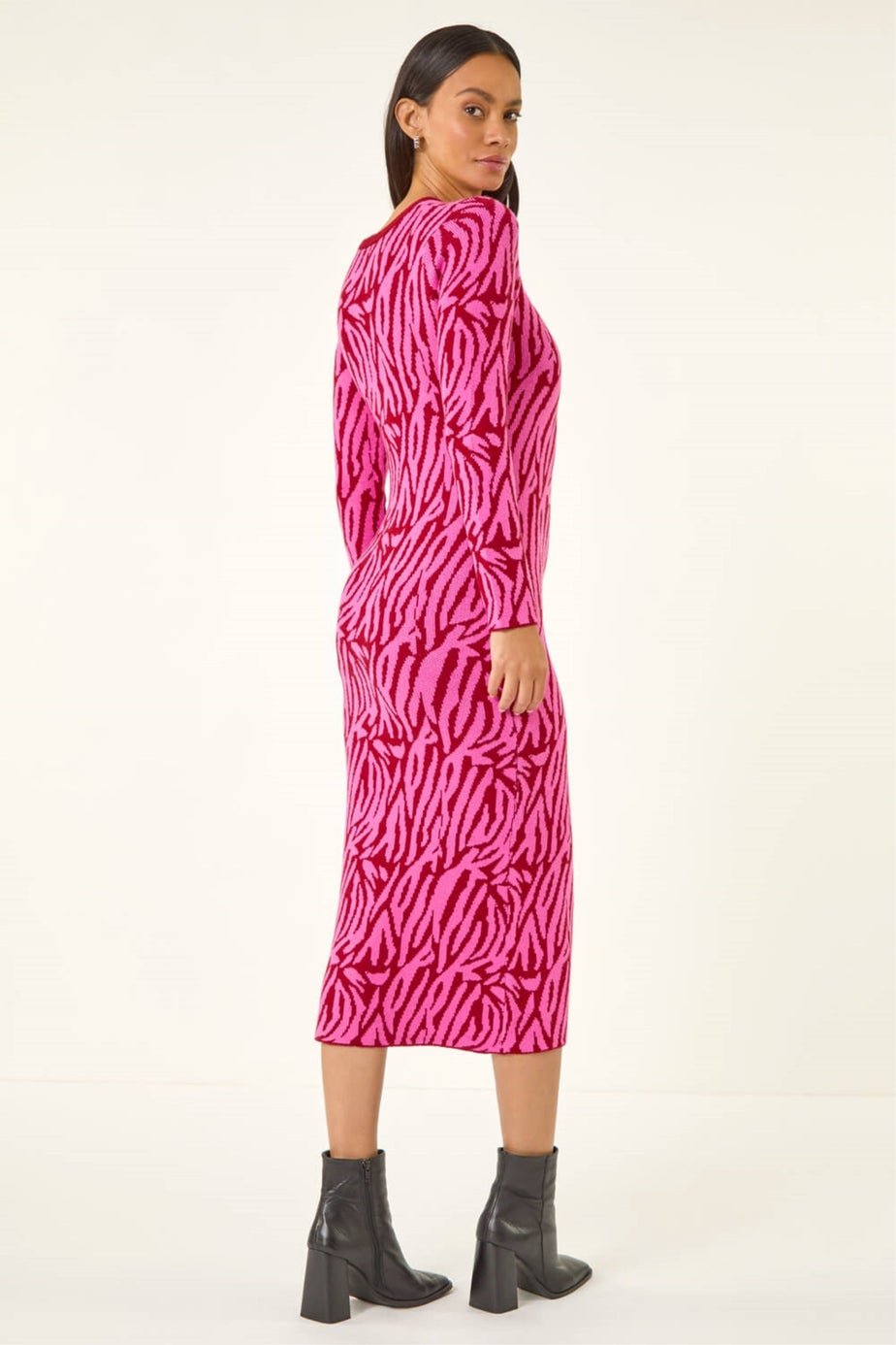 Dusk Fuchsia Animal Print Knit Bodycon Dress