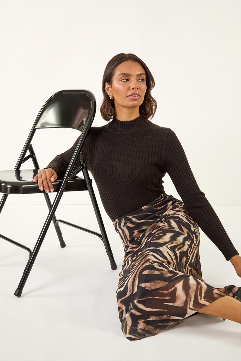 Roman Mocha Animal Print Mesh Skirt