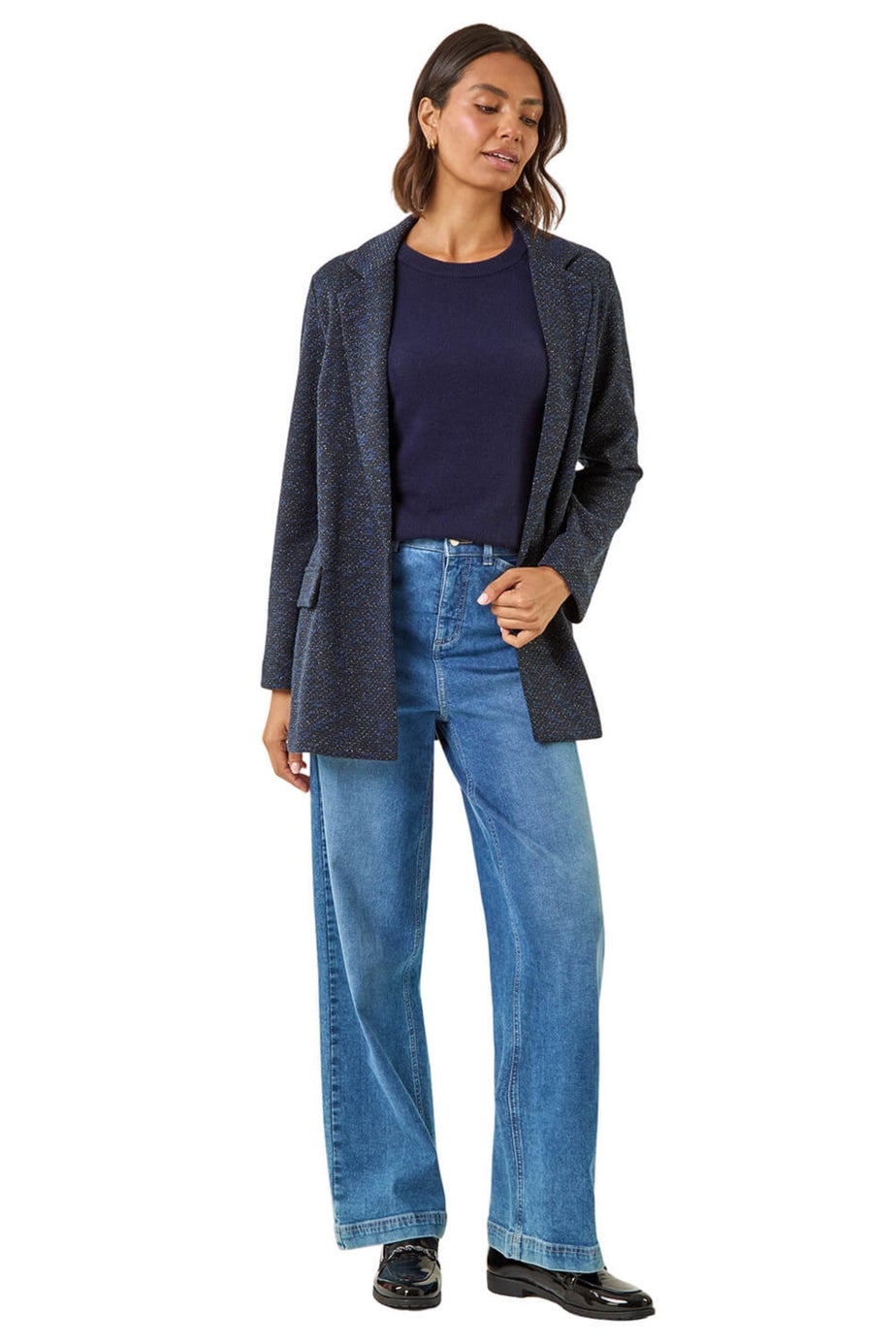 Roman Navy Boucle Jersey Blazer