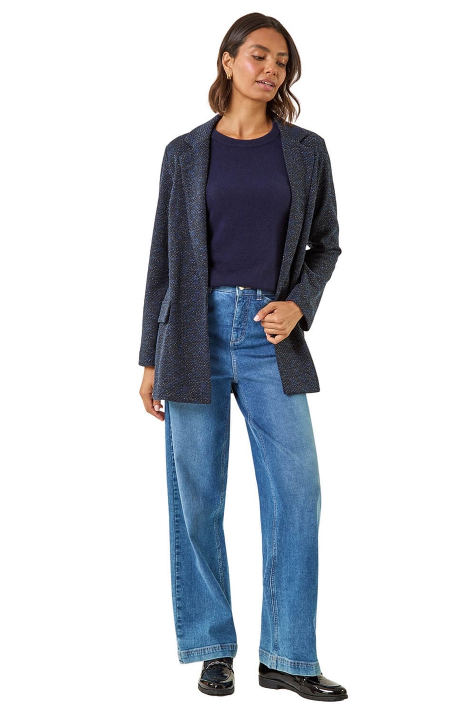 Roman Navy Boucle Jersey Blazer