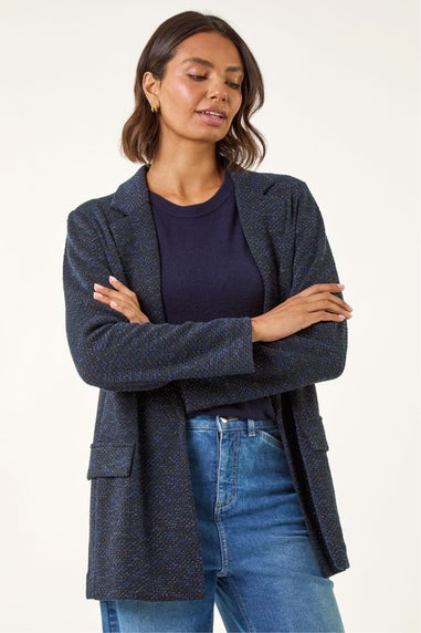 Roman Navy Boucle Jersey Blazer