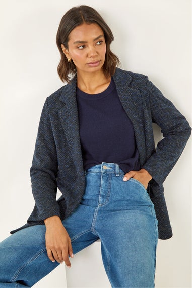 Roman Navy Boucle Jersey Blazer
