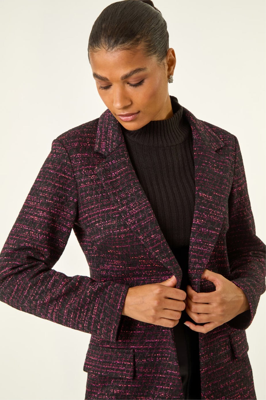Roman Pink Boucle Jersey Blazer