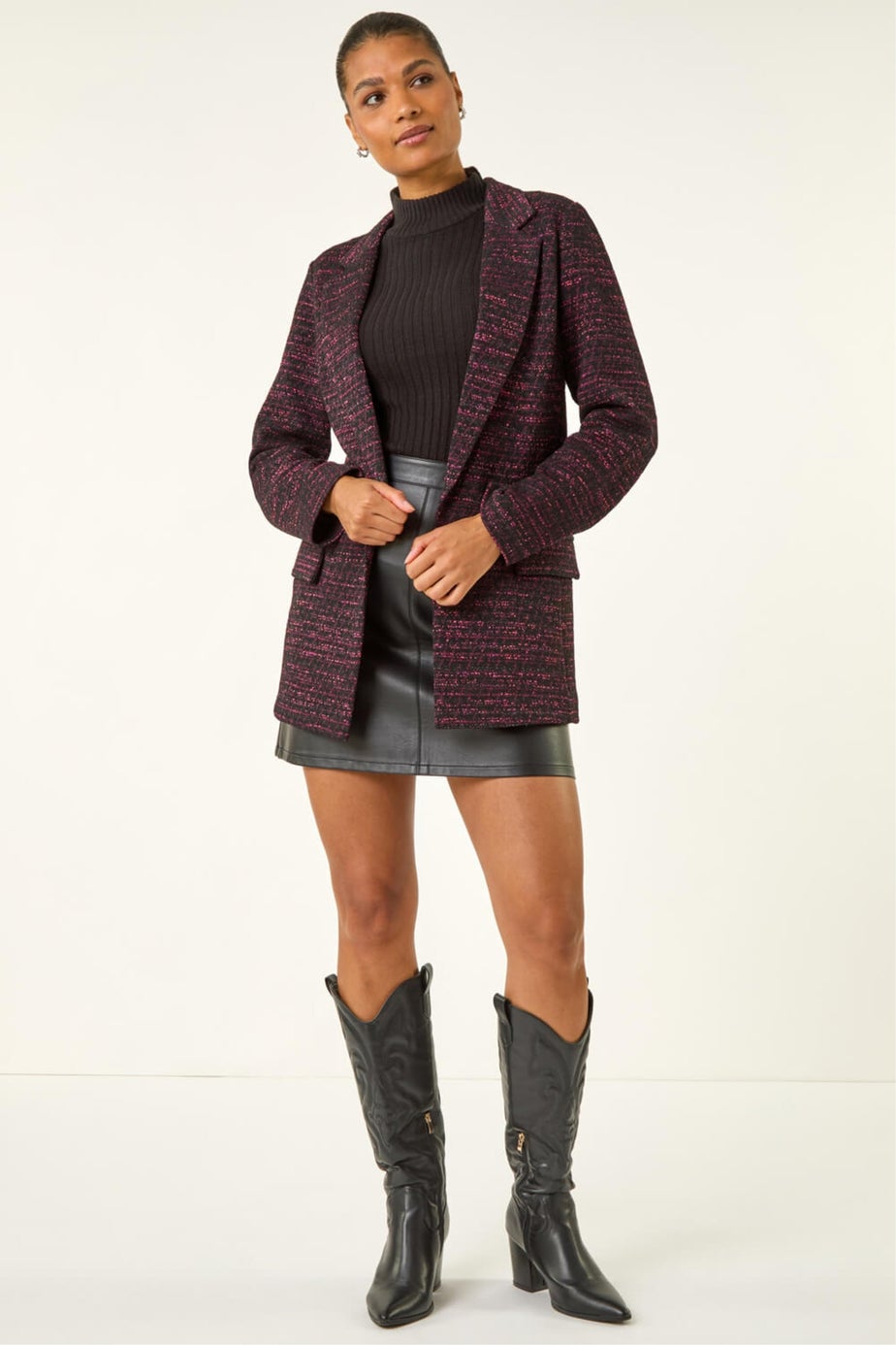 Roman Pink Boucle Jersey Blazer