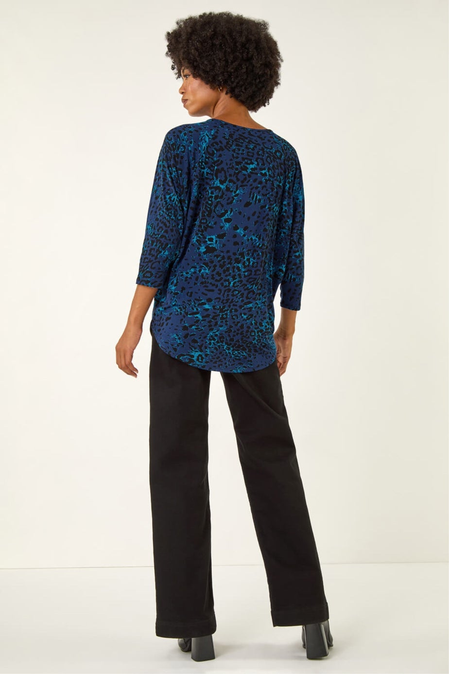 Roman Blue Animal Print Stretch Top