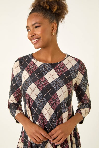 Roman Pink Jacquard Stretch Tunic Top