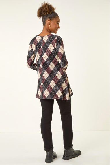 Roman Pink Jacquard Stretch Tunic Top