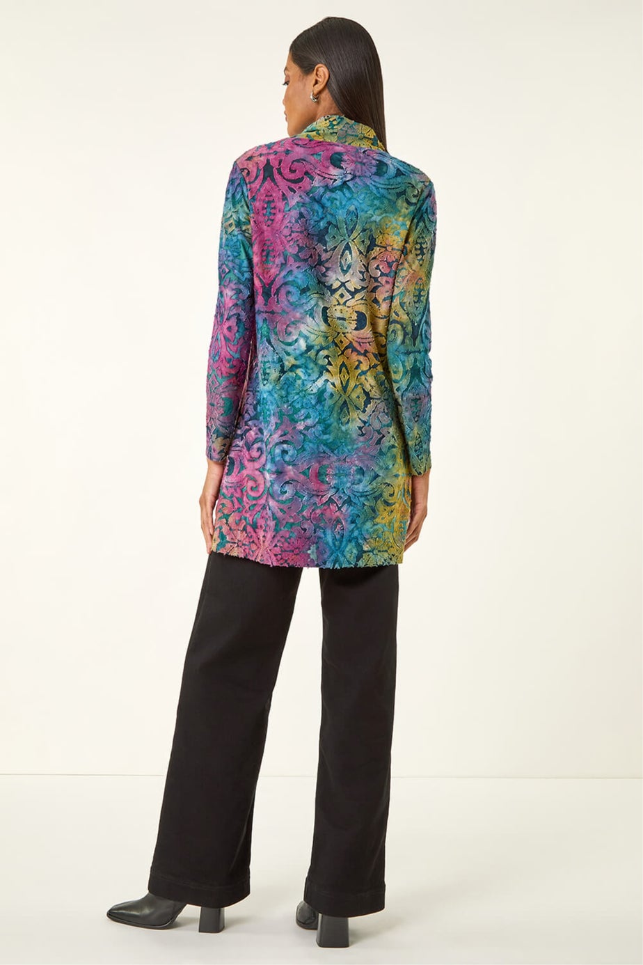 Roman Blue Textured Burnout Print Top