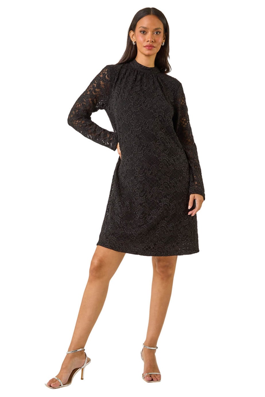 Dusk Black Baroque Lace Shift Dress