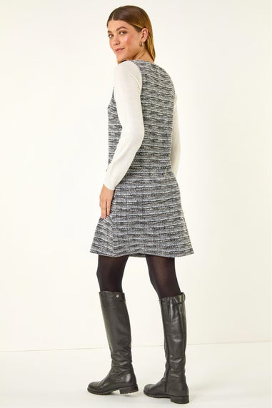 Roman Black Textured A-Line Pocket Dress