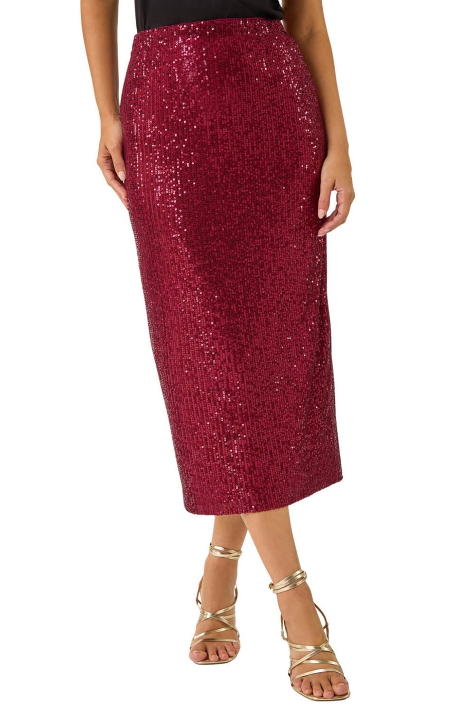 Dusk Burgundy Sequin Pencil Skirt