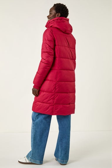 Roman Red Longline Padded Hooded Coat