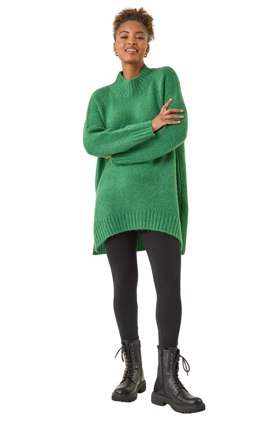 Roman Green Soft Longline Knit Jumper