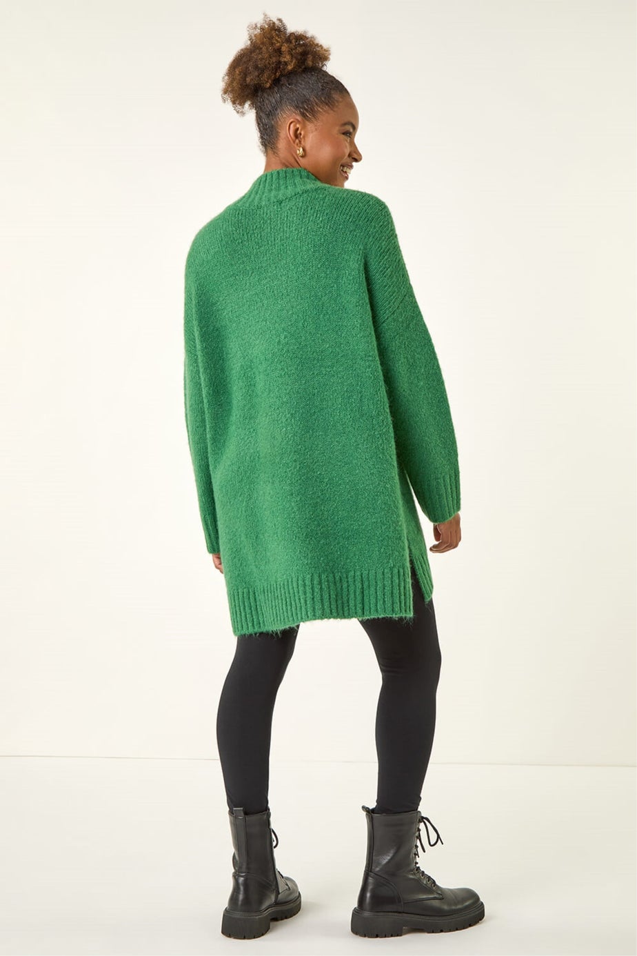 Roman Green Soft Longline Knit Jumper
