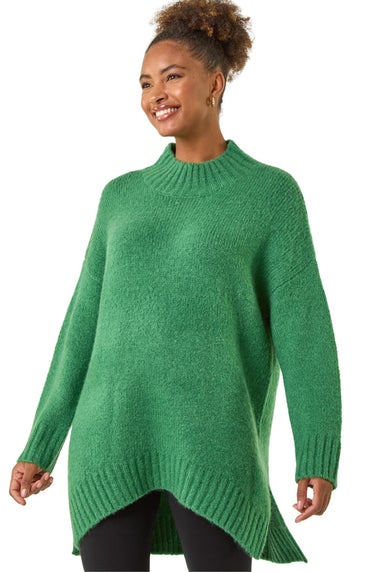 Roman Green Soft Longline Knit Jumper